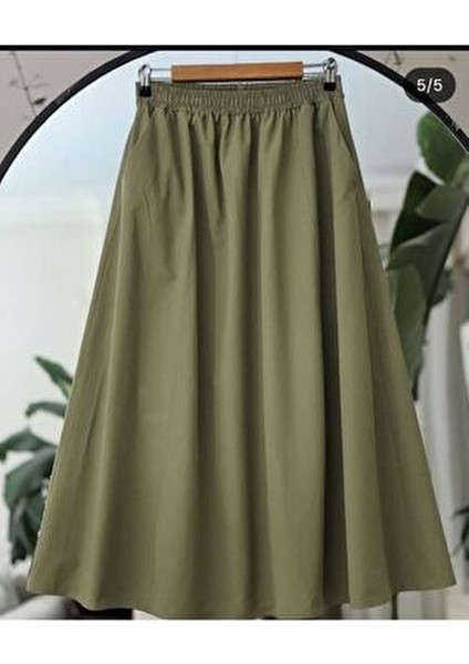 Poplin Standart Beden Cepli Uzun Etek