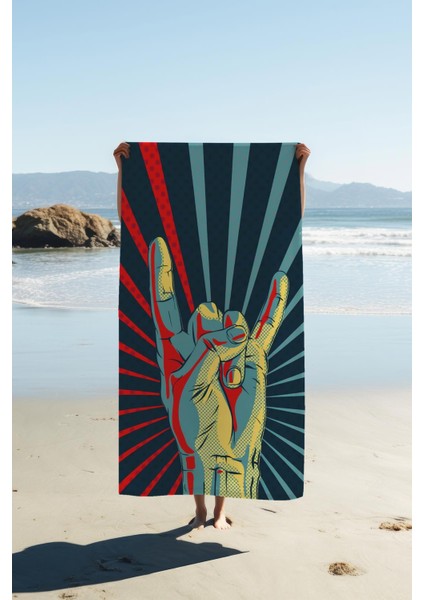 Dijital Baskı Plaj Deniz Havlusu Retro Desenli Peştamal HVL0145