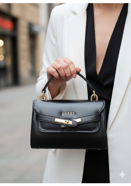 Gold Detaylı Mini Siyah Kadın Çanta