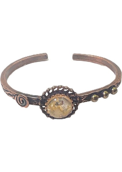 Bakır Bileklik, El Işçiliği, Ölçüsü Ayarlanabilir Doğaltaşlı Kadın Saf Bakır Bileklik fiyatları