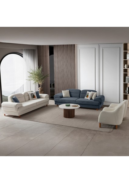 Lizbon Yataklı Sandıklı Koltuk Takımı 3+3+1+1 Mavi