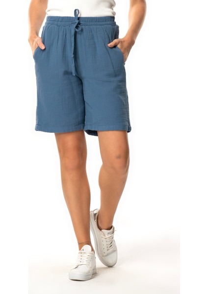 Inci Bağlamalı Uzun Yazlık Müslin Şort Indigo Indg indirimleri