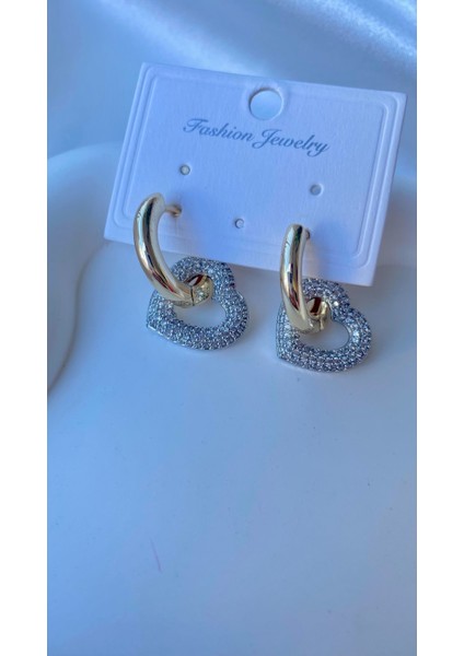 Zirkon Taşlı Kalp Küpe