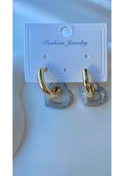 Zirkon Taşlı Kalp Küpe modelleri