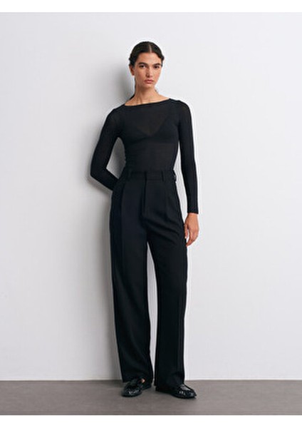 32122 Kayık Yaka Modal Kaşmir Ultra Hafif Bluz-Siyah indirimleri