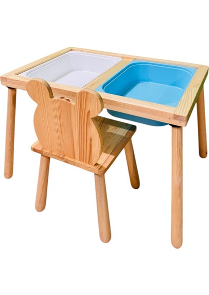 Ahşap Duyusal Çocuk Aktivite Masası Oyun Masası ve Çocuk Çalışma Masası 1 Adet Ayı Sandalye modelleri