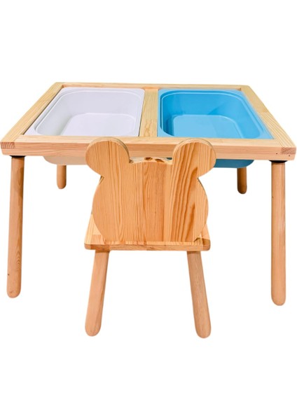 Ahşap Duyusal Çocuk Aktivite Masası Oyun Masası ve Çocuk Çalışma Masası 1 Adet Ayı Sandalye fırsatları