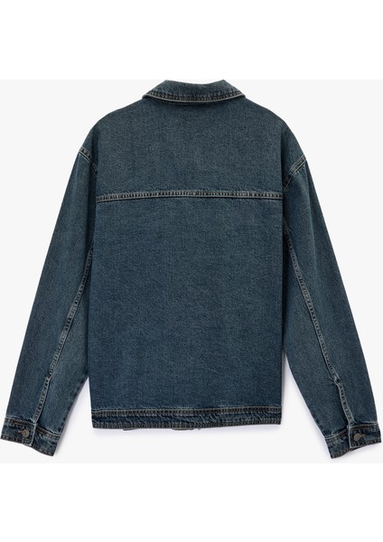 Uzun Kollu Cepli Gömlek Yaka Düğmeli Rahat Kalıp Jean Ceket fiyatları