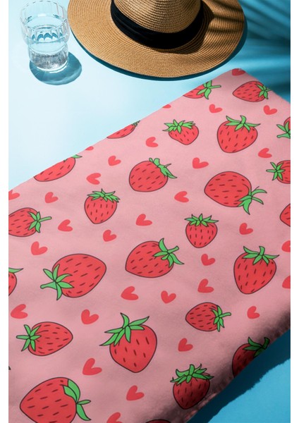 Dijital Baskı Plaj Deniz Havlusu Çilek Desenli Peştamal HVL0161 fiyatları
