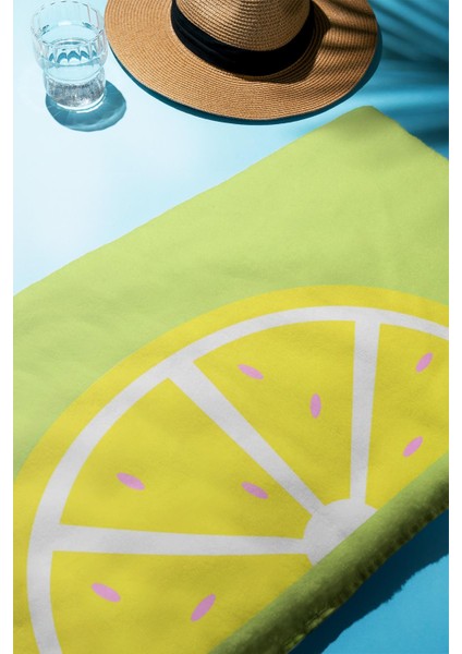 Dijital Baskı Plaj Deniz Havlusu Limon Desenli Peştamal HVL0162 fiyatları