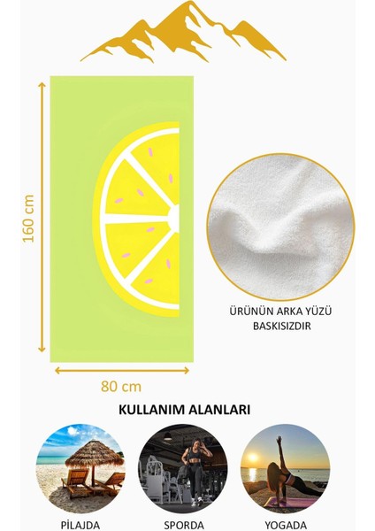 Dijital Baskı Plaj Deniz Havlusu Limon Desenli Peştamal HVL0162 fırsatları