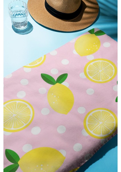 Dijital Baskı Plaj Deniz Havlusu Limon Desenli Peştamal HVL0163 fiyatları
