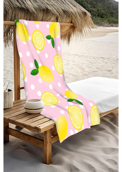 Dijital Baskı Plaj Deniz Havlusu Limon Desenli Peştamal HVL0163 modelleri