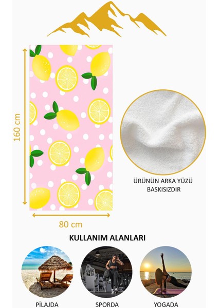 Dijital Baskı Plaj Deniz Havlusu Limon Desenli Peştamal HVL0163 fırsatları