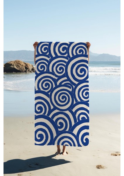 Dijital Baskı Plaj Deniz Havlusu Modern Desenli Peştamal HVL0216