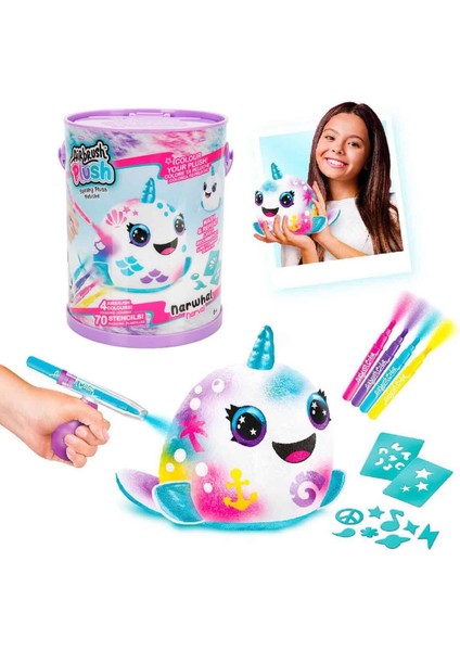 Airbrush Plush Squishy Peluş Boyama Seti - Narwhal