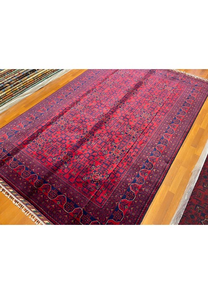 El Dokuma Afgan Halı Yıldız Desenli Bordo Renk 6 Metre Kare fiyatları