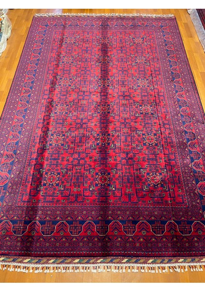 El Dokuma Afgan Halı Yıldız Desenli Bordo Renk 6 Metre Kare modelleri