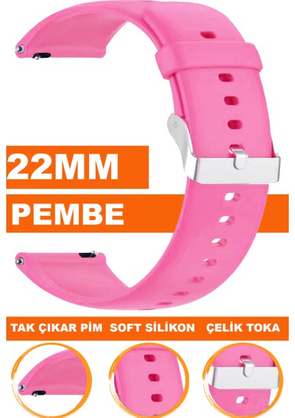 huawei watch gt gt2 gt3 gt4 gt5 pro saat uyumlu 22mm soft silikon saat kordonu kayışı a72-pembe
