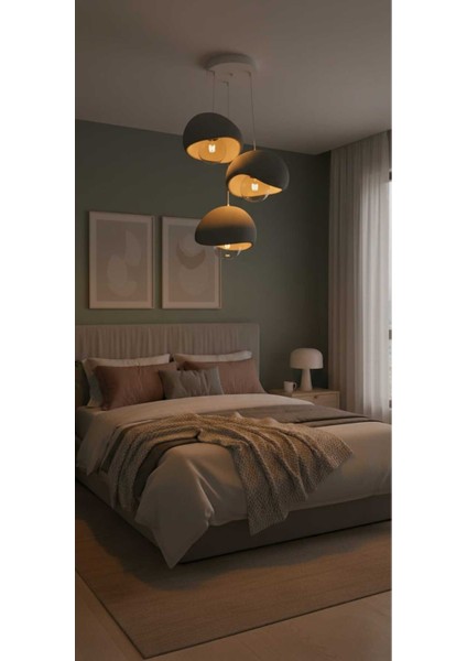 3'lü Sarkıt Trio Beton Görünümlü Gri Avize Rustik & Modern (Rustik Ampuller Hediye) modelleri