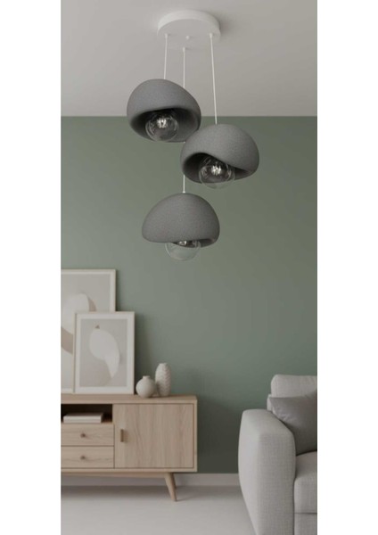 3'lü Sarkıt Trio Beton Görünümlü Gri Avize Rustik & Modern (Rustik Ampuller Hediye) fırsatları