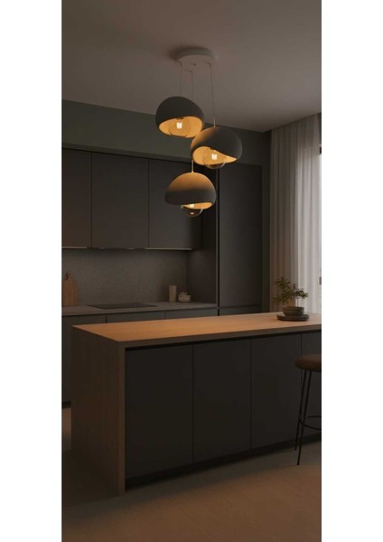 3'lü Sarkıt Trio Beton Görünümlü Gri Avize Rustik & Modern (Rustik Ampuller Hediye) indirimleri