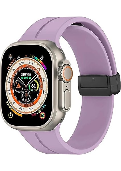 Uruchı Apple Watch Manyetik Silikon Kordon 42/44/45/49/l Kadın Erkek Spor Kordon Iwatch Apple Watch Serisi 8 7 6 5 4 3 2 1 Se Ultra ile Uyumlu, Lila