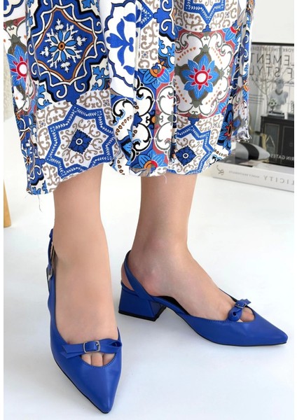 Rewat Mavi Cilt Topuklu Ayakkabı modelleri