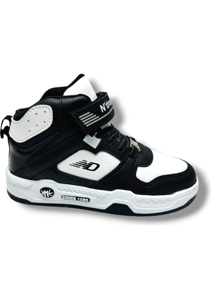 021-26 Deri Cırt Bantlı Çocuk Spor Bot Siyah Beyaz 31-35 fiyatları