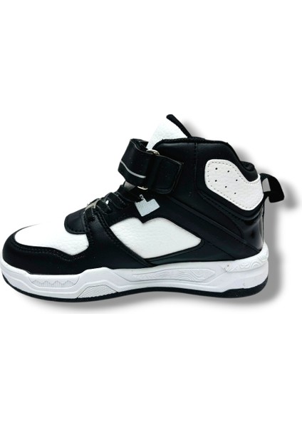 021-26 Deri Cırt Bantlı Çocuk Spor Bot Siyah Beyaz 31-35 modelleri