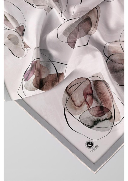 Twill Sulu Boya Geometrik Desenli Gri Renkli 90X90 Eşarp (Ipek Içermez) Kenar Dikiş Şekli El Dikişli fiyatları