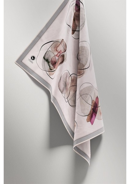 Twill Sulu Boya Geometrik Desenli Gri Renkli 90X90 Eşarp (Ipek Içermez) Kenar Dikiş Şekli El Dikişli fırsatları