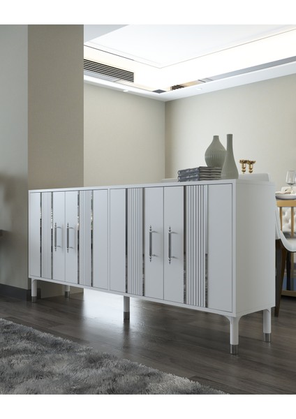 8228-128CT KX180 Konsol,tv Ünitesi Beyaz-Gümüş