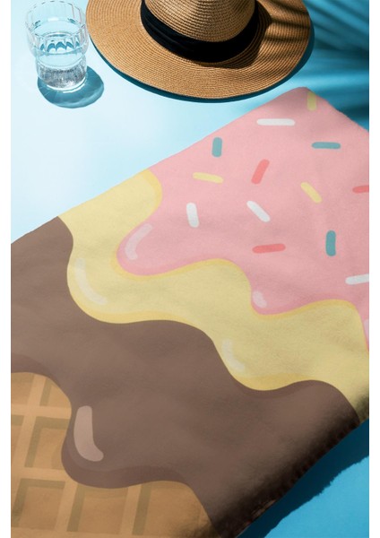 Dijital Baskı Plaj Deniz Havlusu Dondurma Desenli Peştamal HVL0201 fiyatları