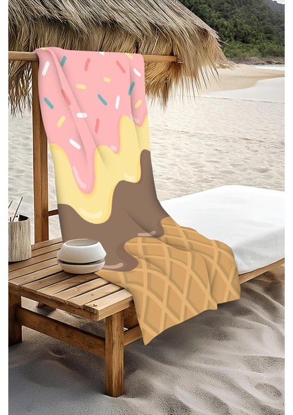 Dijital Baskı Plaj Deniz Havlusu Dondurma Desenli Peştamal HVL0201 modelleri