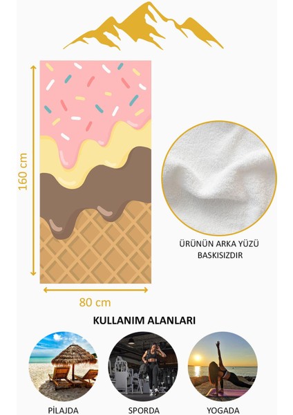 Dijital Baskı Plaj Deniz Havlusu Dondurma Desenli Peştamal HVL0201 fırsatları