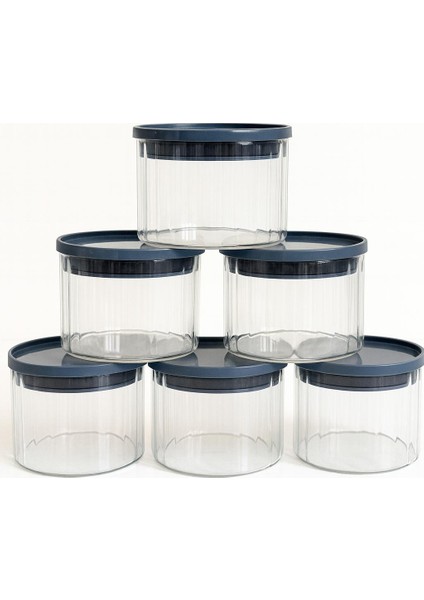 Borosilikat Cizgili Cam Kahvaltılık Seti - Sızdırmaz Silikonlu Plastik Kapak - 90 x 70 mm (X6)Özgün Ev modelleri
