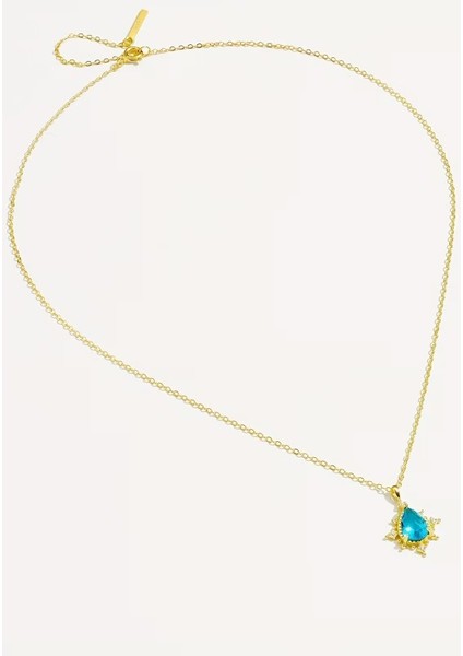 Blue Sunray 925 Ayar Mavi Taşlı 18K Altın Kaplama Gümüş Kolye modelleri