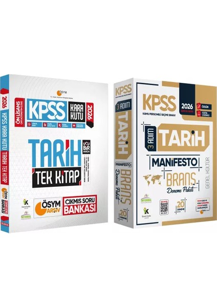 2026 Kpss Ön Lisans Tarihin Kara Kutusu Tek Kitap ve Manifesto Çözümlü Branş Deneme 2li Seti