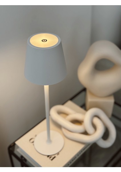 Beyaz Metal Dokunmatik Abajur fiyatları