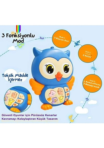 Oyuncak Işıklı ve Müzikli Eğitici Baykuş Bebek Piyanosu (Ses Kademeli) Eğitici Bebek Oyuncakları
