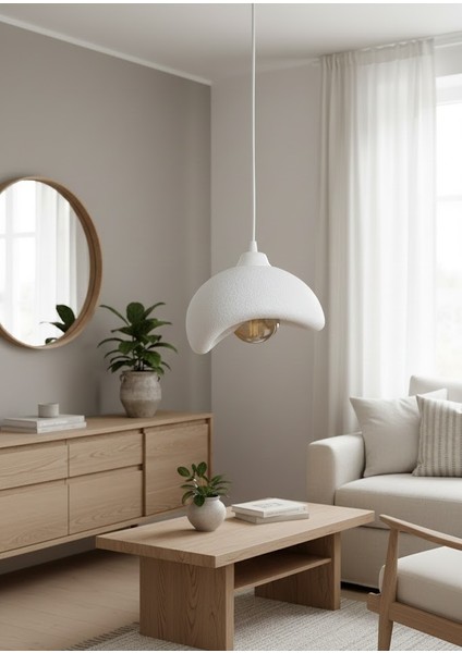 Rustik Iskandinav Serisi Beton Görünümlü Sarkıt Çevre Dostu Avize( Rustik Ampul Hediyeli)