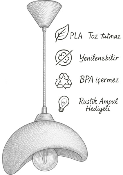 Rustik Iskandinav Serisi Beton Görünümlü Sarkıt Çevre Dostu Avize( Rustik Ampul Hediyeli) indirimleri
