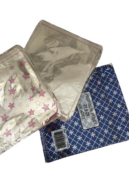 20X25 Hediye Paketi Bantlı Yapışkanlı Metalize 50 Adet