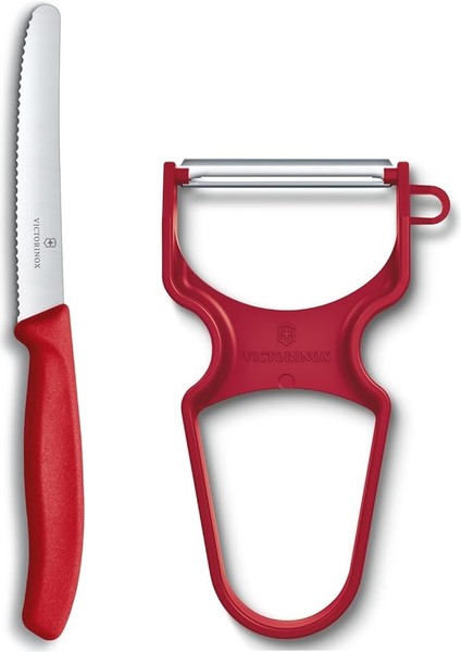 Soyacak ve Sofra Bıçağı Seti, 2 Parça Kırmızı