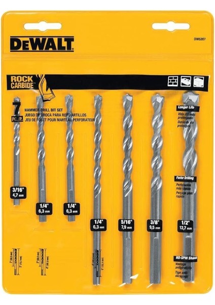 DW5207 7 Parçalı Birinci Sınıf Perküsyon Taş Matkap Ucu Seti