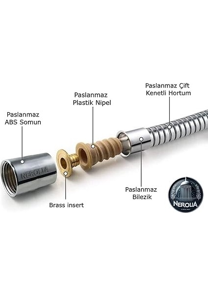 - 150CM Paslanmaz Çelik Gövdeli Duş Spiral Hortumu (Abs Rakorlu) fırsatları