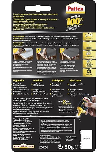 100 % Yapıştırıcı, Farklı Malzemelere Uygun Güçlü Yapıştırıcı, Iç ve Dış Onarımlar Için Çok Amaçlı Yapıştırıcı, Su ve Solvent Içermeyen Hızlı Yapıştırıcı, 1X50G fiyatları