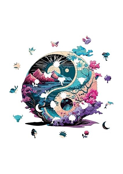 - Ahşap Puzzle Yetişkinler Için - Yin Yang Benzersiz Parçalı Puzzle - 141 Parça Ahşap Yapboz - Yapıştırıcı Folyo Dahil - Dekoratif Ahşap Puzzle - 28X28 cm - Wz-12 fiyatları