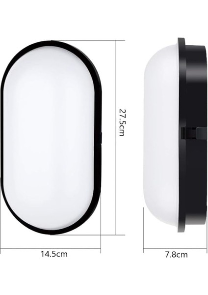 Geçirmez 20W Siyah Kasa Gün Işık 4200K Bahçe Teras Banyo Iç Dış Mekan LED Işık 2000LM (2 Adet) modelleri
